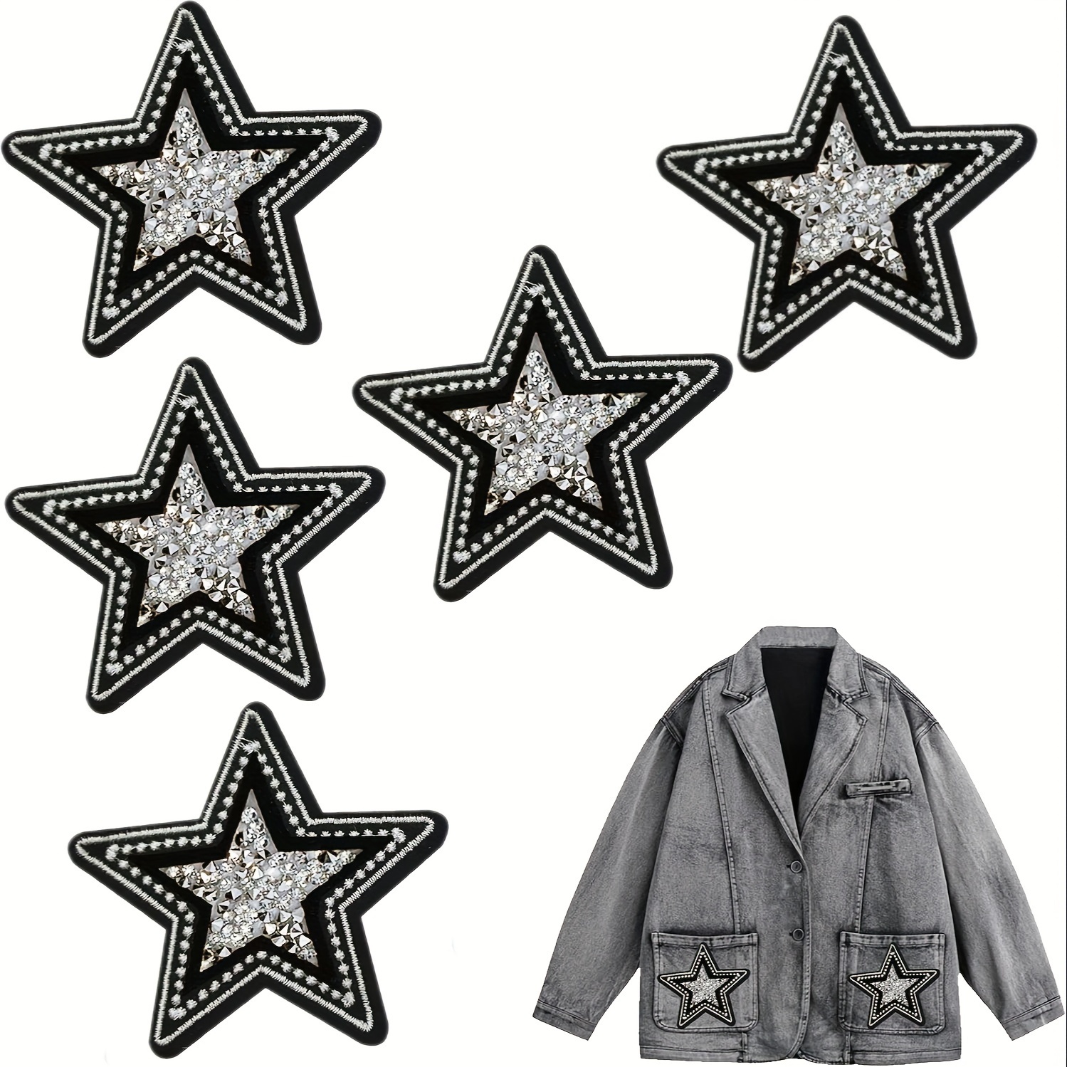Women Bags Jeans - 5 PCS Black and White Twinkle