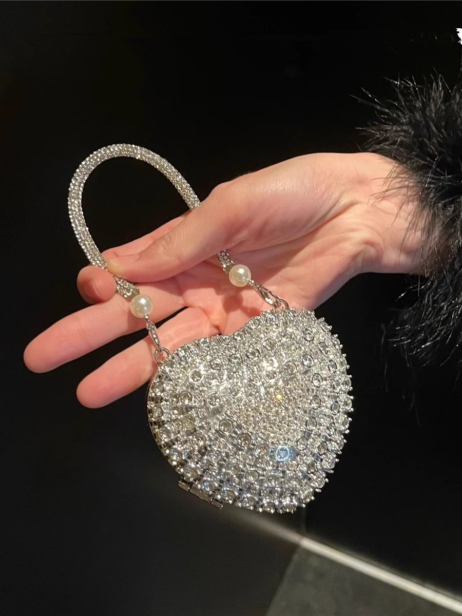 Women Bags Luxury - Luxury Small Bling Heart Shape Diamond