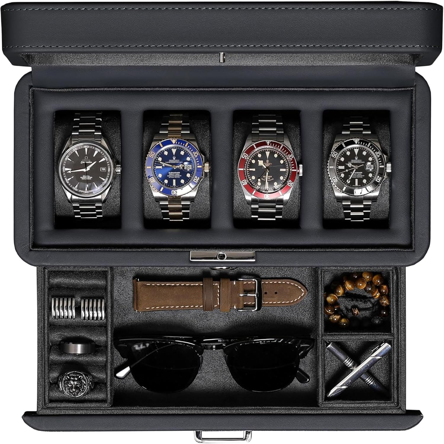 Women Bags Luxury - Luxury 4-Slot Watch Box with Valet
