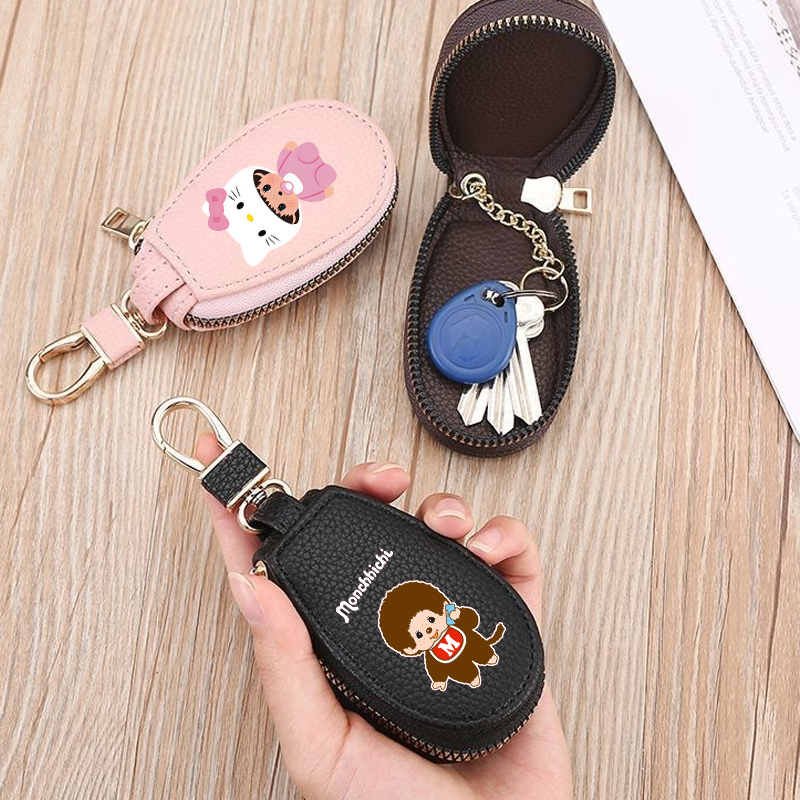 Women Bags And Purses - 1pcs MONCHHICHI Leather Zipper Key Wallet