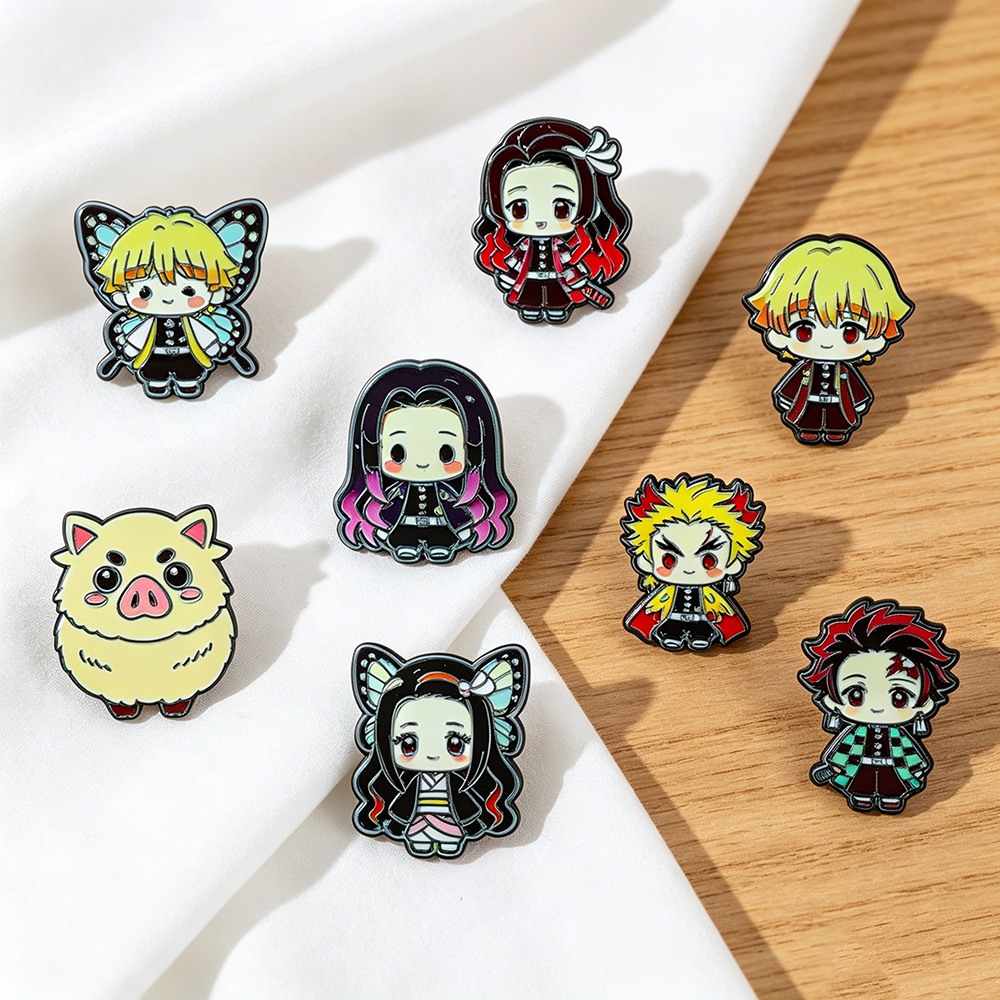 8pcs Demon Slayer Anime Lapel  - Women Bags Jeans recension och pris
