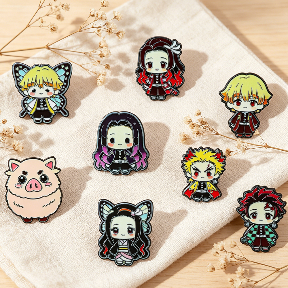 8pcs Demon Slayer Anime Lapel  - Women Bags Jeans recension och pris