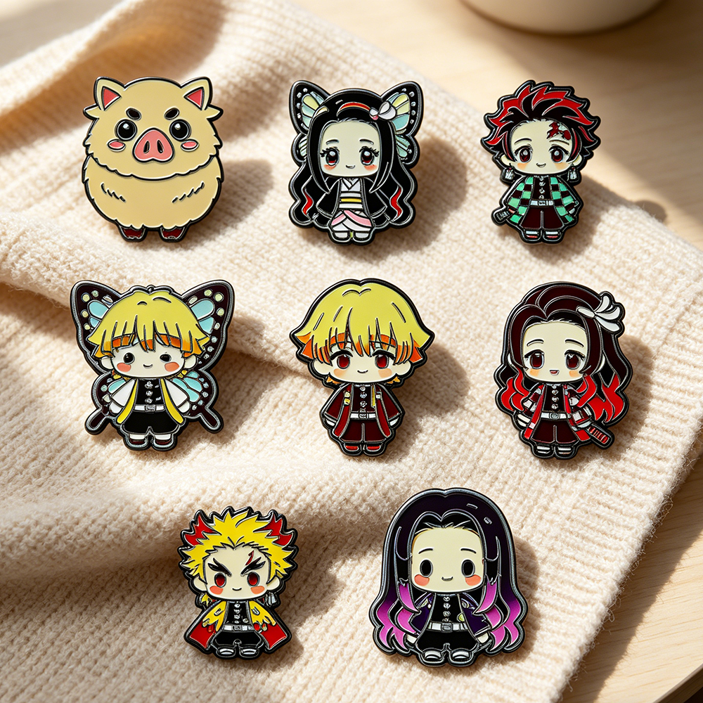 8pcs Demon Slayer Anime Lapel  - Women Bags Jeans recension och pris