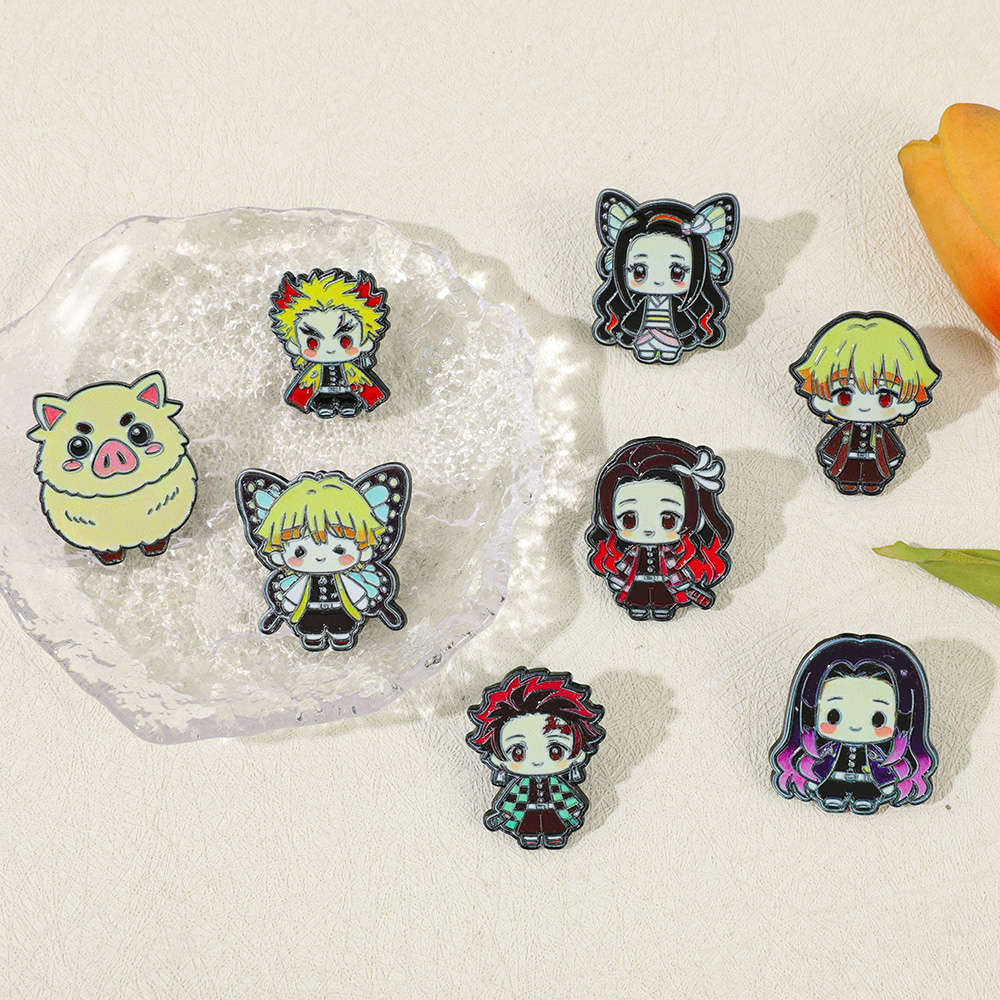 8pcs Demon Slayer Anime Lapel  - Women Bags Jeans recension och pris
