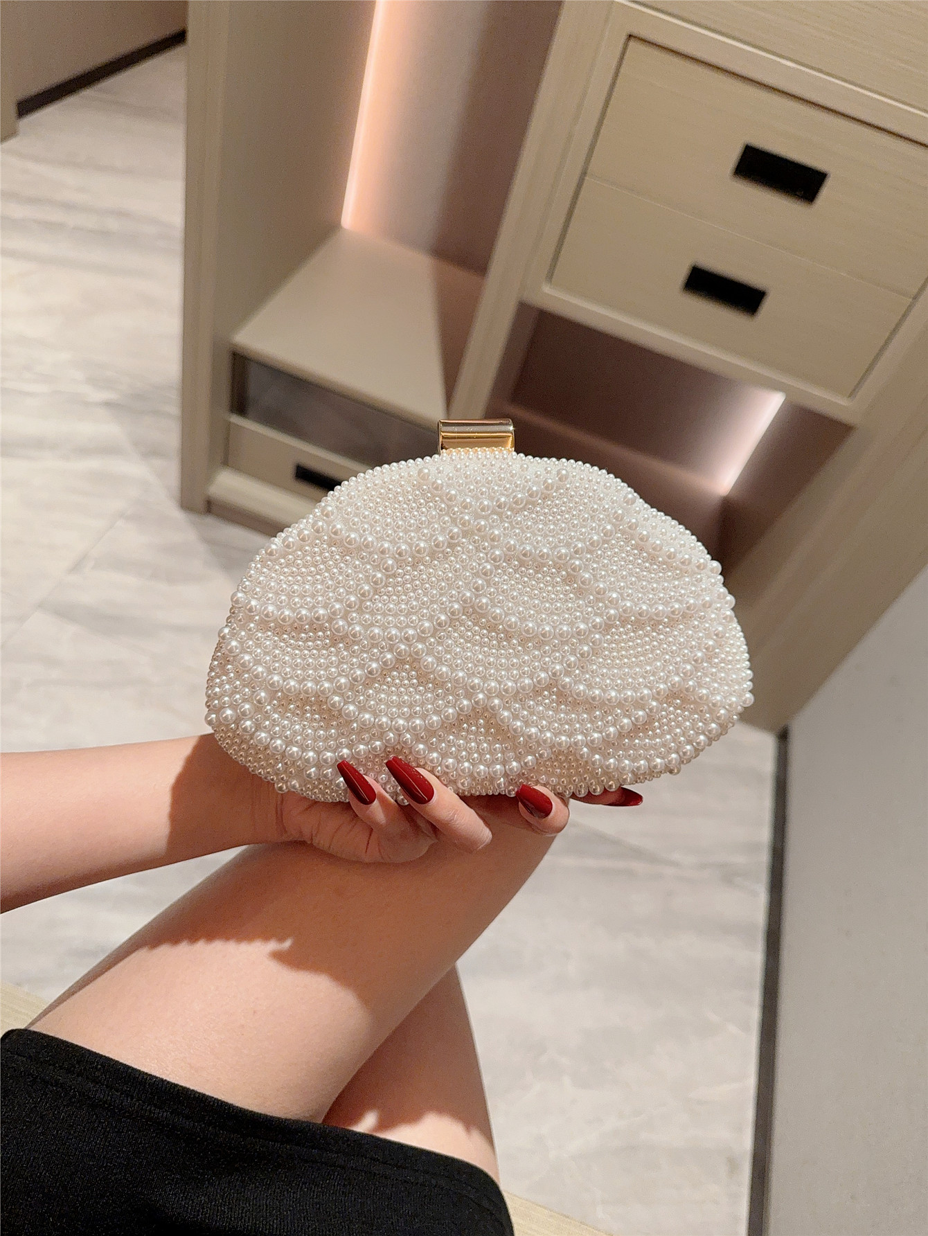 Elegant Pearl Dinner Bag with  - Evening Bag Beaded recension och pris