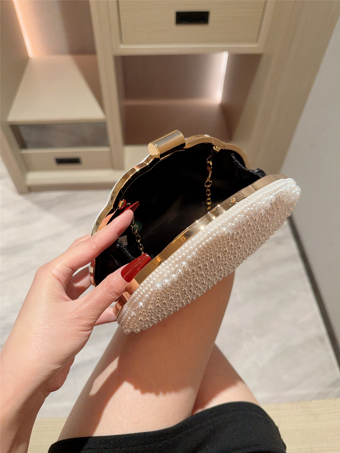 Elegant Pearl Dinner Bag with  - Evening Bag Beaded recension och pris