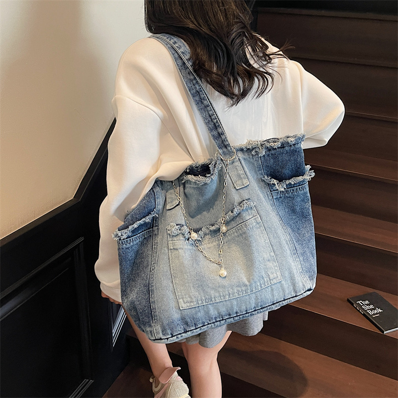 Trendy Distressed Denim Tote B - Women Bags Jeans recension och pris