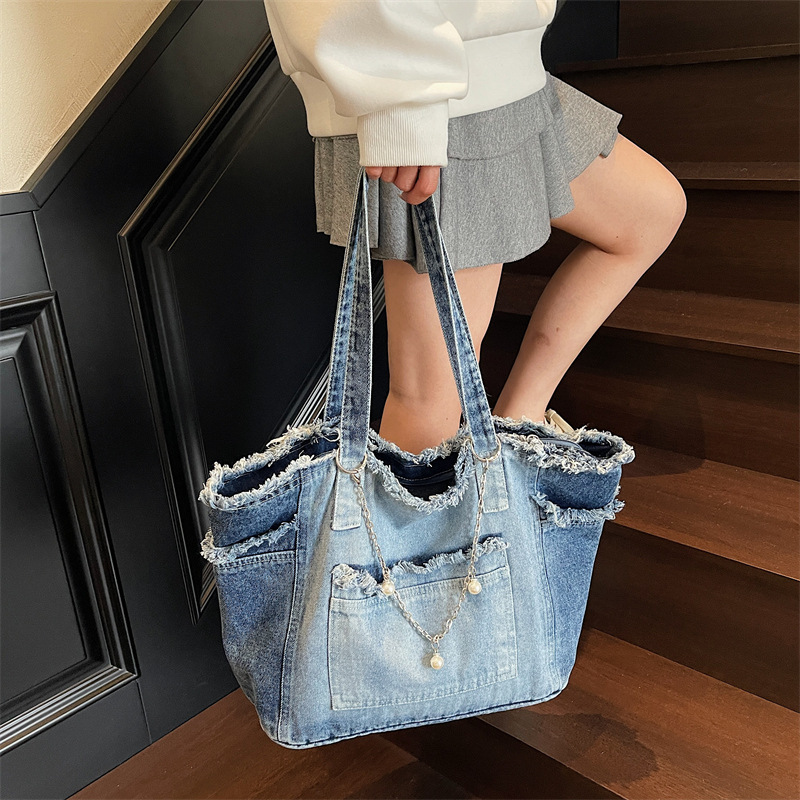 Trendy Distressed Denim Tote B - Women Bags Jeans recension och pris