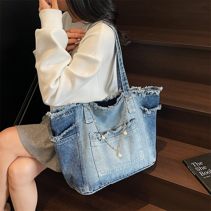 Trendy Distressed Denim Tote B - Women Bags Jeans recension och pris