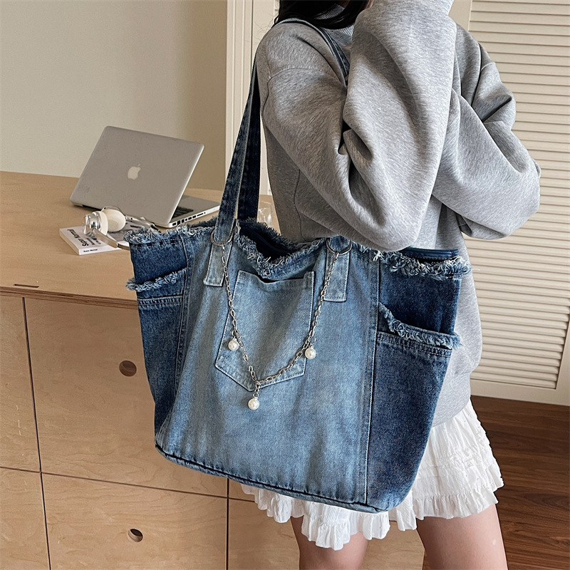 Trendy Distressed Denim Tote B - Women Bags Jeans recension och pris