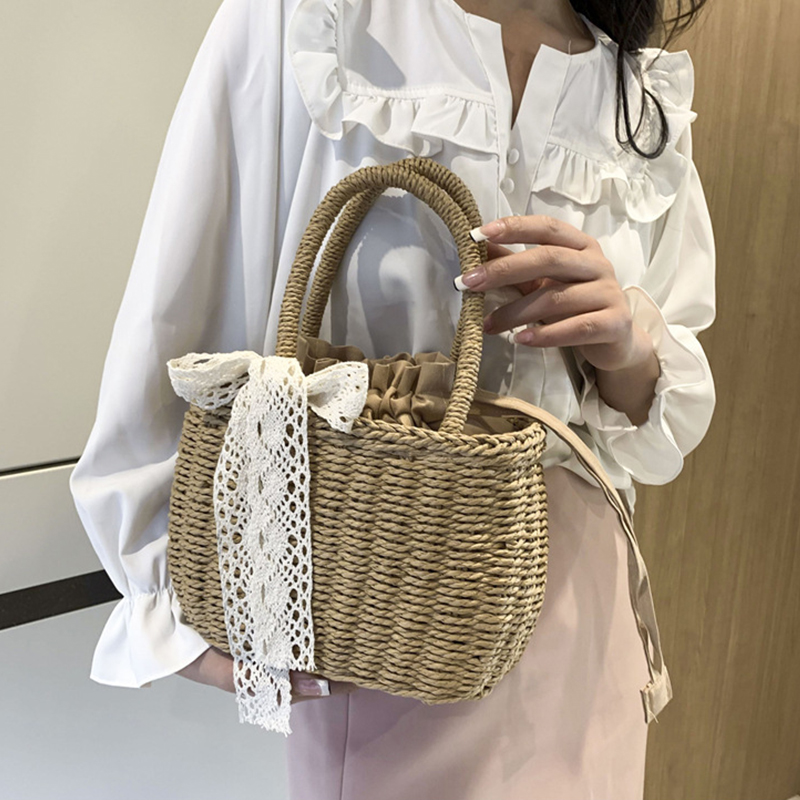 Women Straw Woven Drawstring H - Women'S Bags Holiday recension och pris