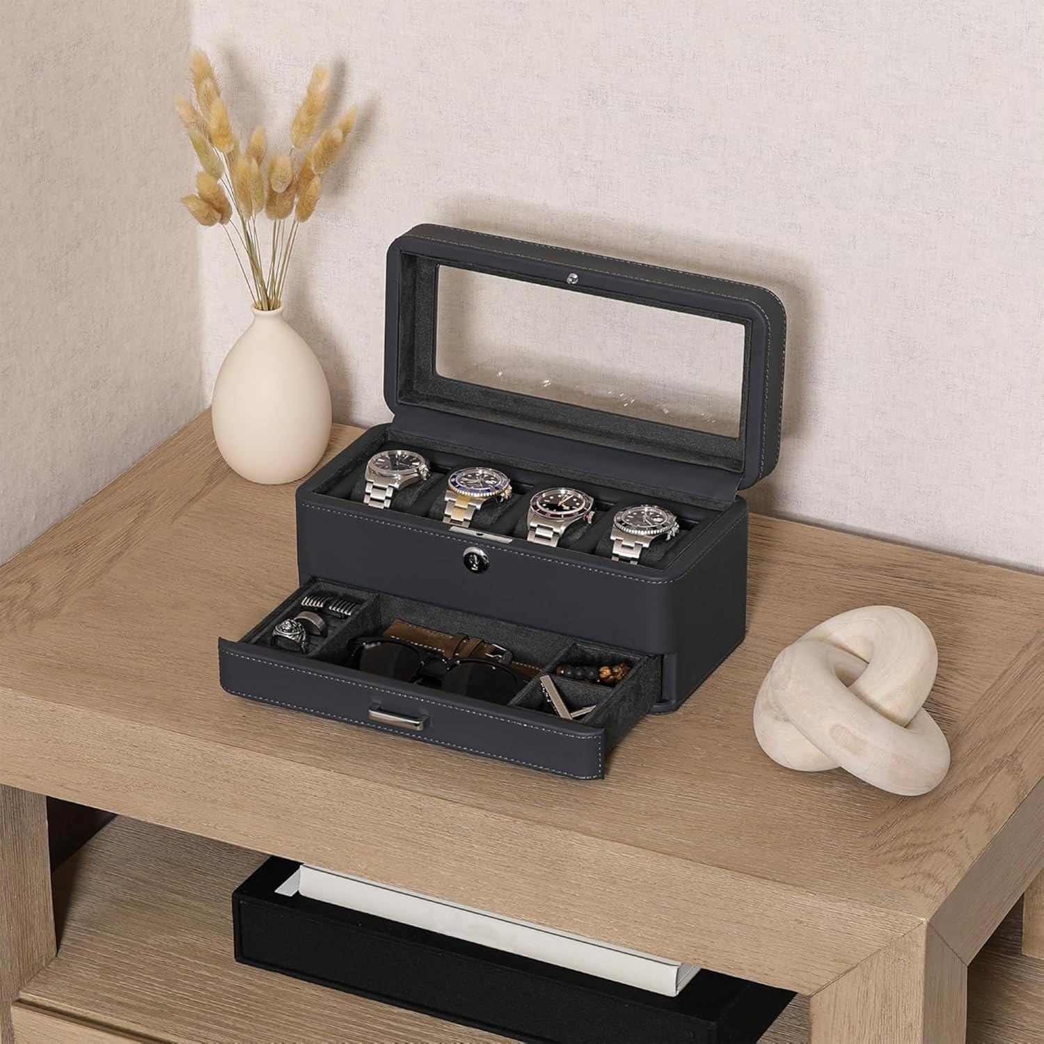 Luxury 4-Slot Watch Box with V - Women Bags Luxury recension och pris