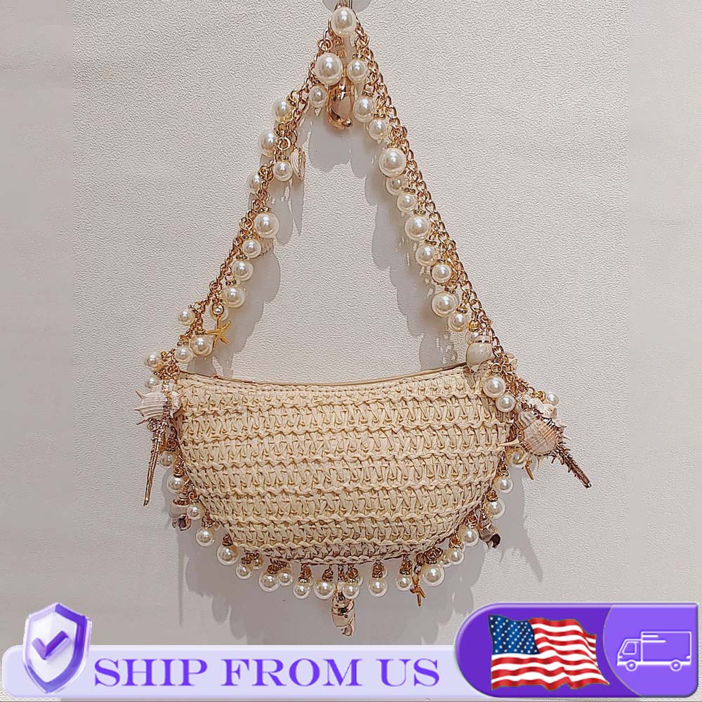 Handmade Pearl Conch Straw Wov - Women'S Bags Holiday recension och pris